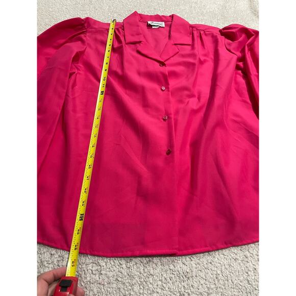 NWT VTG Joanna Shirt Women's XL Collared Long Sleeve Button Up Top pink US Made - Picture 4 of 9